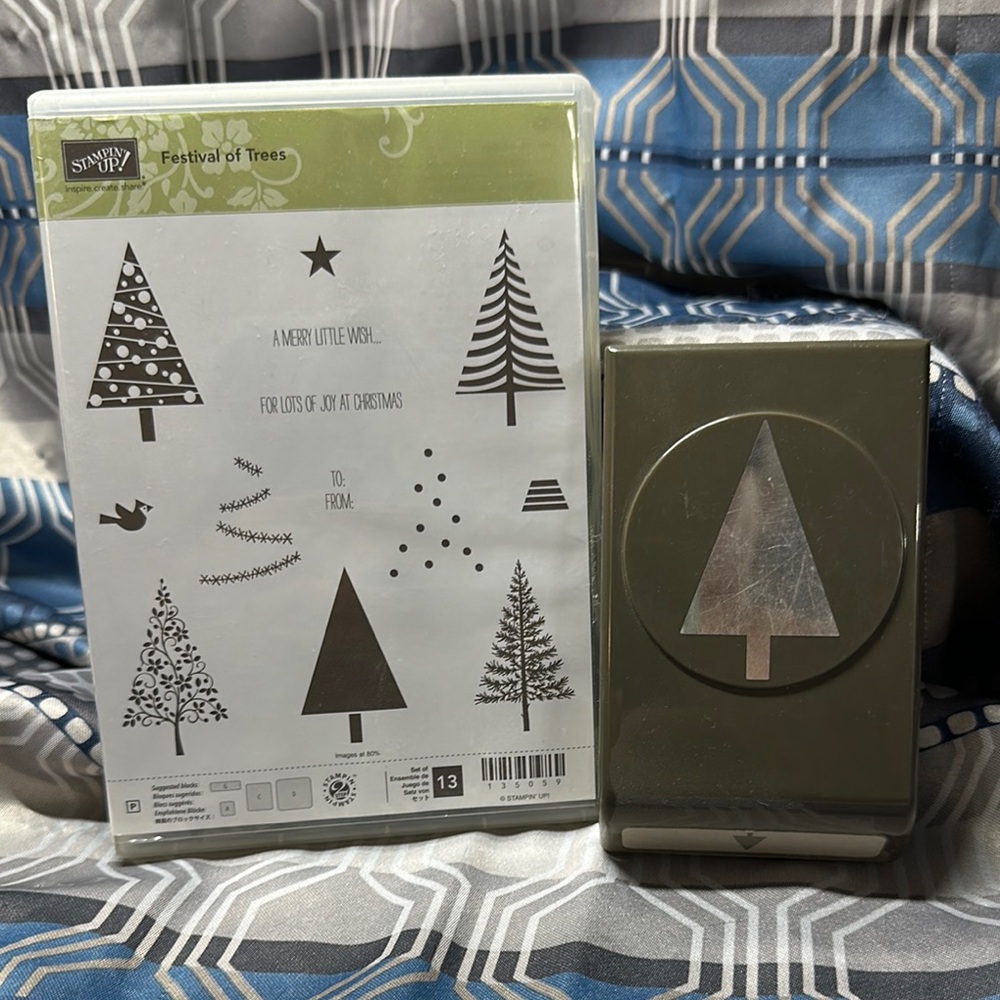 Stampin' Up! Festival of Trees Set with Punch - Green and Silver